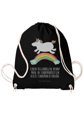 Mr. & Mrs. Panda Jutebeutel Einhorn Regenbogen mit Spruch in Schwarz