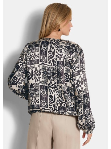 GOLDNER Satinjacke mit Aztekenmuster in stein / schwarz / gemustert