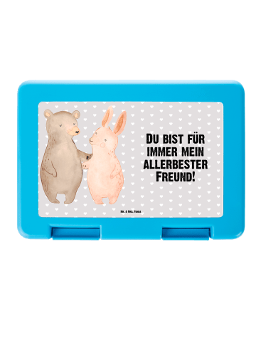 Mr. & Mrs. Panda Brotdose Bär und Hase Umarmen mit Spruch in Grau Pastell