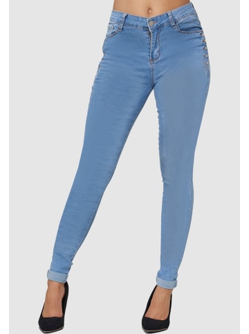 MiSS RJ Stretch Jeans High Waist Skinny Fit Röhrenjeans Hose in Hellblau-2