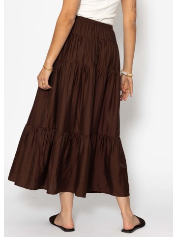 SASSYCLASSY Glänzender Maxi Volantrock in Braun