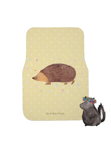 Mr. & Mrs. Panda Fußmatte Fürs Auto Igel Herzen ohne Spruch in Gelb Pastell