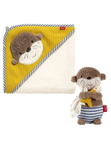 Fehn 2-tlg. Bade-Set - Kapuzenbadetuch & Badetier in beige,yellow