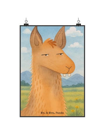 Mr. & Mrs. Panda Bild Lamakopf Genervt Design ohne Spruch in Weiß