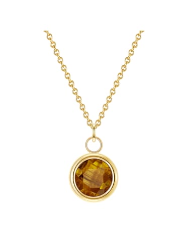 Glanzstücke München Halskette aus Sterling Silber mit Tigerauge in gelbgold