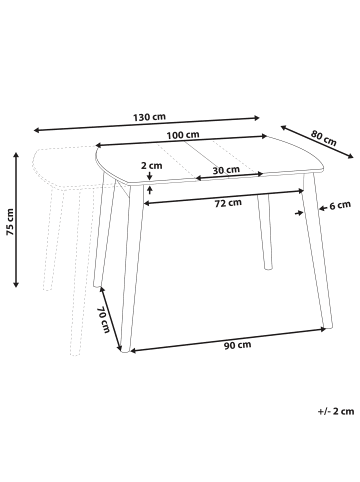 Beliani Esszimmertisch TOMS in Braun - (W) 80 x (H) 75 x (L) 100 cm