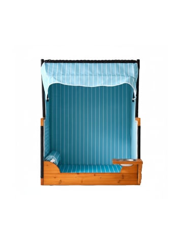 relaxdays Hundestrandkorb "Gestreift" in Hellblau / Natur – (B)75 x (H)95 x (T)65 cm