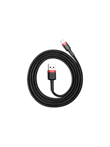 Wisam® Baseus QC3.0 2.4A Schnell-Ladekabel Lightning Kabel 2,4A 1m schwarz-rot