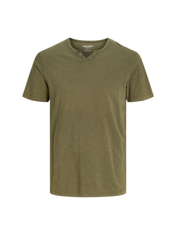 Jack and Jones 1er Pack JJESPLIT Neck Tee SS in Oliv