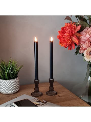 Coen Bakker LED 2er Set Stabkerzen mit 3D Effekt in Schwarz