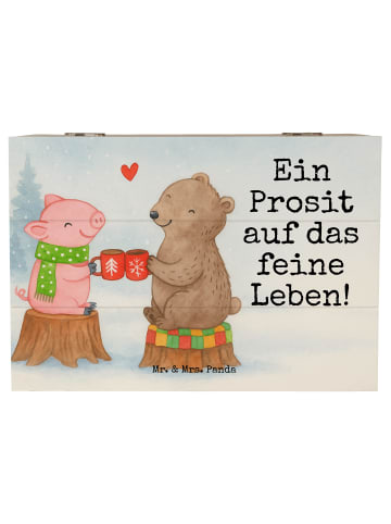 Mr. & Mrs. Panda Truhe Glühschwein Sause Design mit Spruch in Weiß