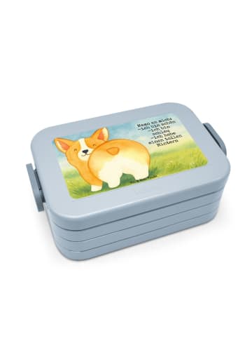 Mr. & Mrs. Panda Brotdose Corgi Po Design mit Spruch in Blau Pastell