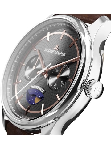 Jacques Lemans Herren-Uhr Derby mit Mondphase Braun/Anthrazit