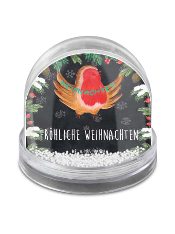Mr. & Mrs. Panda Schneekugel Rotkehlchen Weihnachten mit Spruch in Kreidetafel