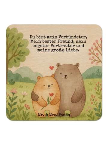 Mr. & Mrs. Panda Bierdeckel Bären Liebe Design mit Spruch in Weiß