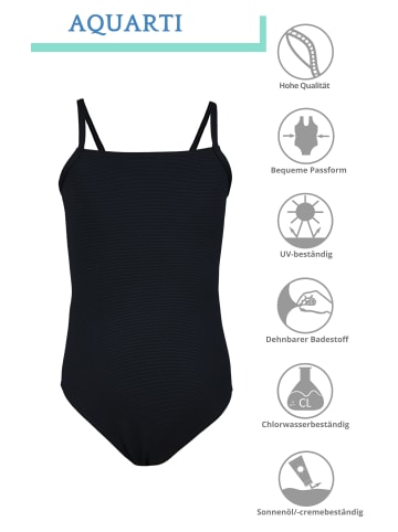 Aquarti Mädchen Badeanzug mit Spaghettiträgern in schwarz