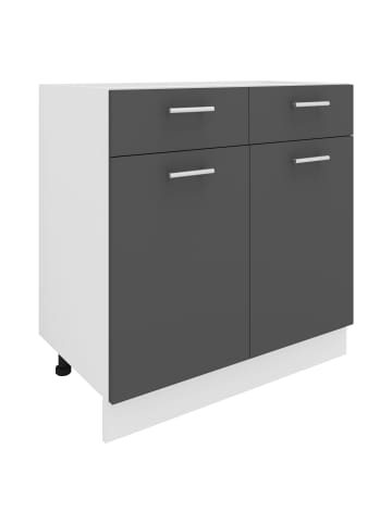 VCM  Küchenschrank B 80 cm Unterschrank Schublade Esilo in Weiß / Anthrazit