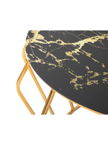 Mauro Ferretti Couchtisch aus goldfarbenem Metall mit runder Tischplatte, Ø 78 x 44,5 cm