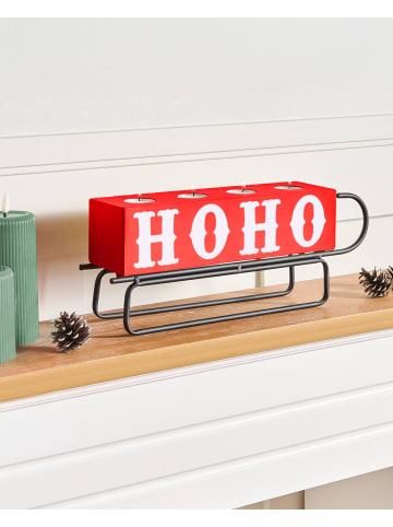 Beliani Kerzenständer KUHMO in Rot/Weiß - (W) 39 x (H) 16 x (L) 8 cm
