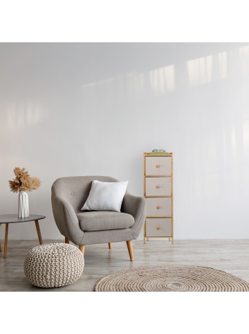 relaxdays Kommode in Beige/ Natur - (B)31 x (H)94 x (T)30 cm
