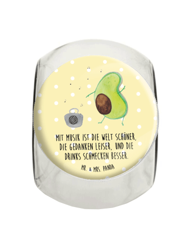 Mr. & Mrs. Panda Bonbonglas Avocado Tanzen mit Spruch in Gelb Pastell