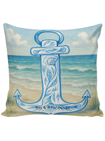 Mr. & Mrs. Panda Kissen 40x40 Anker Blau Design ohne Spruch in Weiß