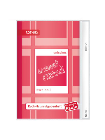 ROTH Hausaufgabenheft Unicolor für clevere Faule, Pure Red in Rot