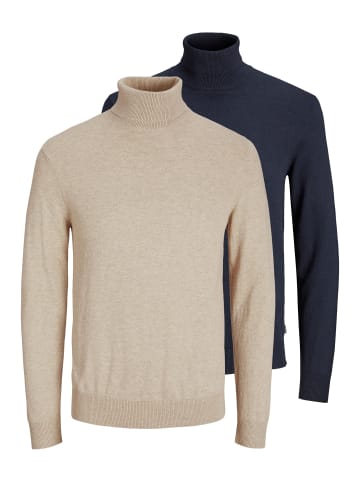 Jack & Jones Pullover Emil Knit in Dunkelblau / beige