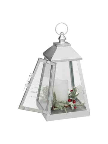Atmosphera Créateur d'intérieur Metalllaterne mit LED-Kerze in Weiß, 32 x 17 cm