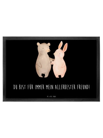 Mr. & Mrs. Panda Fußmatte Bär und Hase Umarmen mit Spruch in Schwarz