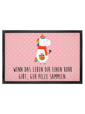 Mr. & Mrs. Panda Fußmatte Einhorn Pilz mit Spruch in Rot Pastell