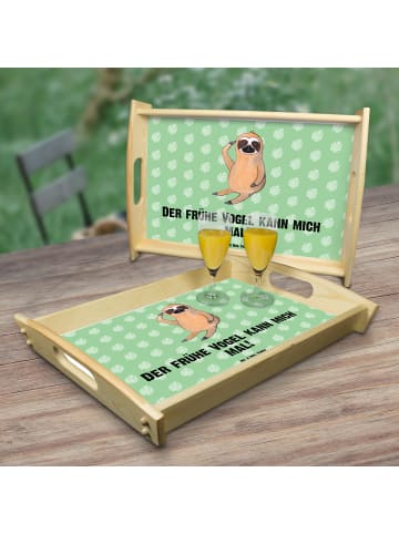 Mr. & Mrs. Panda Servierplatte Holz Faultier Vogel mit Spruch in Tropengrün