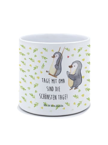 Mr. & Mrs. Panda Blumentopf Groß Pinguin Oma mit Spruch in Weiß
