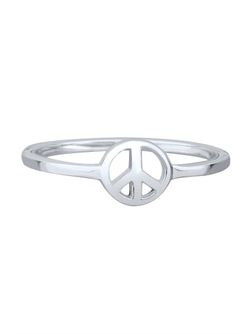 Elli Ring 925 Sterling Silber Peace-Zeichen in Silber