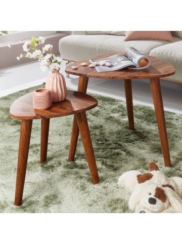 FineBuy Beistelltisch in Braun / Sheesham / 60x60x54