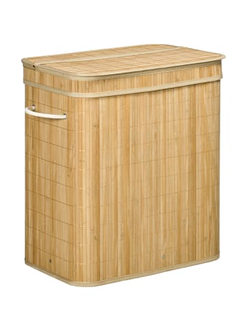HOMCOM Wäschekorb-54,2L x 35,2B x 59,5H cm-Naturholz