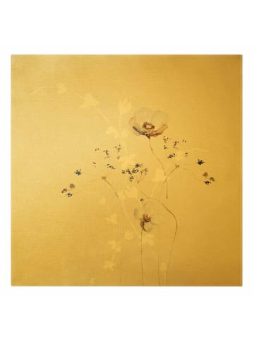 WALLART Leinwandbild Gold - Japanisches Ikebana in Creme-Beige