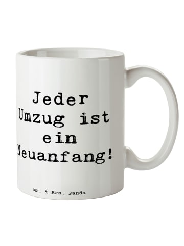 Mr. & Mrs. Panda Pott Spruch Umzug Neuanfang mit Spruch in Weiß