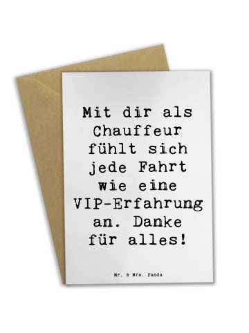 Mr. & Mrs. Panda Grußkarte Spruch VIP Chauffeur mit Spruch in Weiß