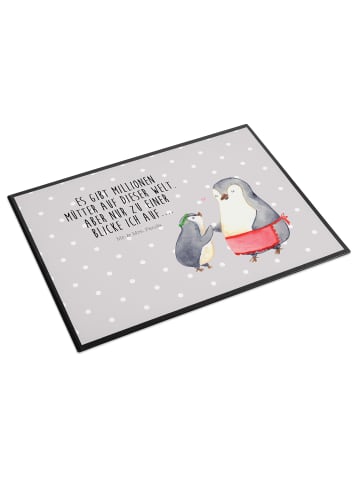 Mr. & Mrs. Panda schreibtischunterlage Pinguin mit Kind mit Spruch in Grau Pastell