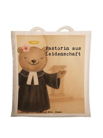 Mr. & Mrs. Panda Tote Bag Pastorin Leidenschaft Design mit Spruch in Weiß