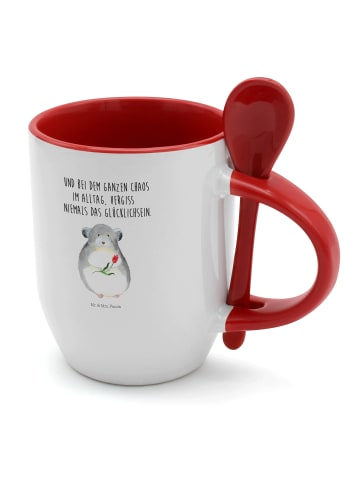 Mr. & Mrs. Panda Tasse mit Löffel Chinchilla Blume mit Spruch in Weiß