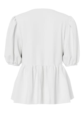 Pieces Oberteil mit Puffärmeln in Bright White