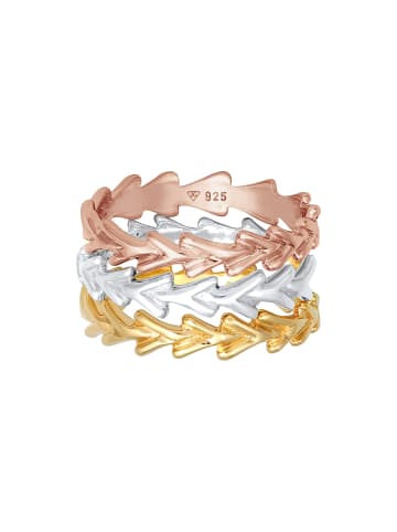 Elli Ring 925 Rosegold Bi Color_Tri Color, Ring Set in Dreifarbig