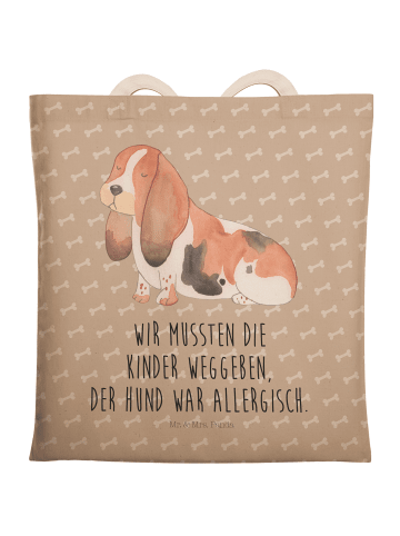Mr. & Mrs. Panda Umhängetasche Hund Basset Hound mit Spruch in Hundeglück