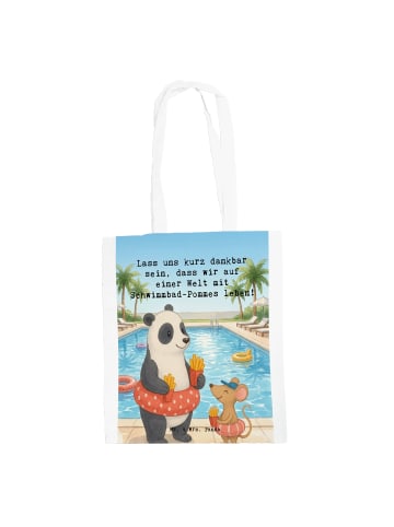 Mr. & Mrs. Panda Jutebeutel Panda Schwimmbad Pommes Design mit S... in Weiß