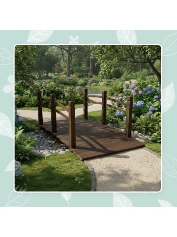 relaxdays Gartenbrücke in Braun - (B)150 x (H)55 x (T)67 cm
