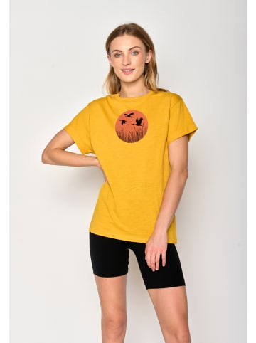 GreenBomb T-Shirt Nature Stork Sun in Goldgelb