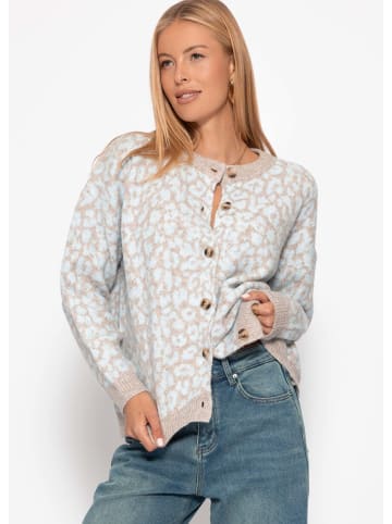 SASSYCLASSY Cardigan mit Leo-Muster in Hellblau