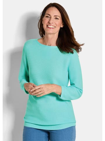 GOLDNER Strickpullover Eleganter Baumwollpullover, Halbarm in mint